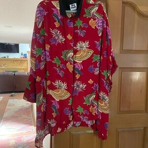 Carol Tomkins ‘The Big Shirt’ Red Floral Button Down Shirt